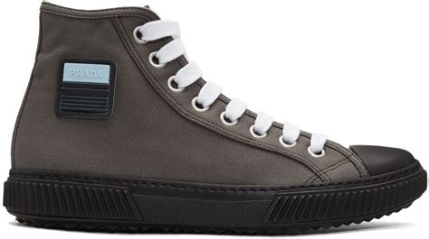 prada gray sneakers|high top black prada sneakers.